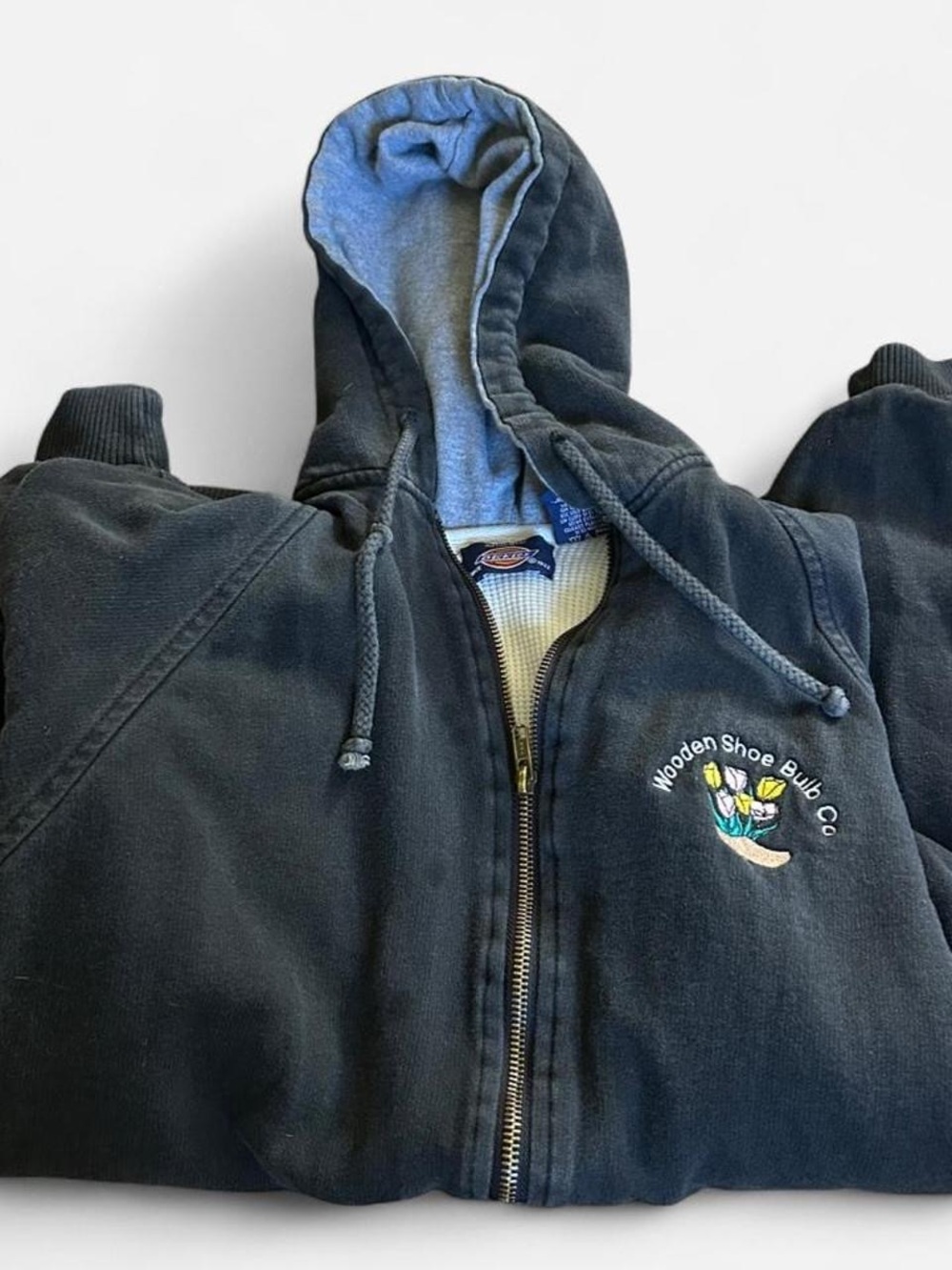 RARE Dickies Wooden Shoe Bulb Co. Embroidered Black Zip Hoodie